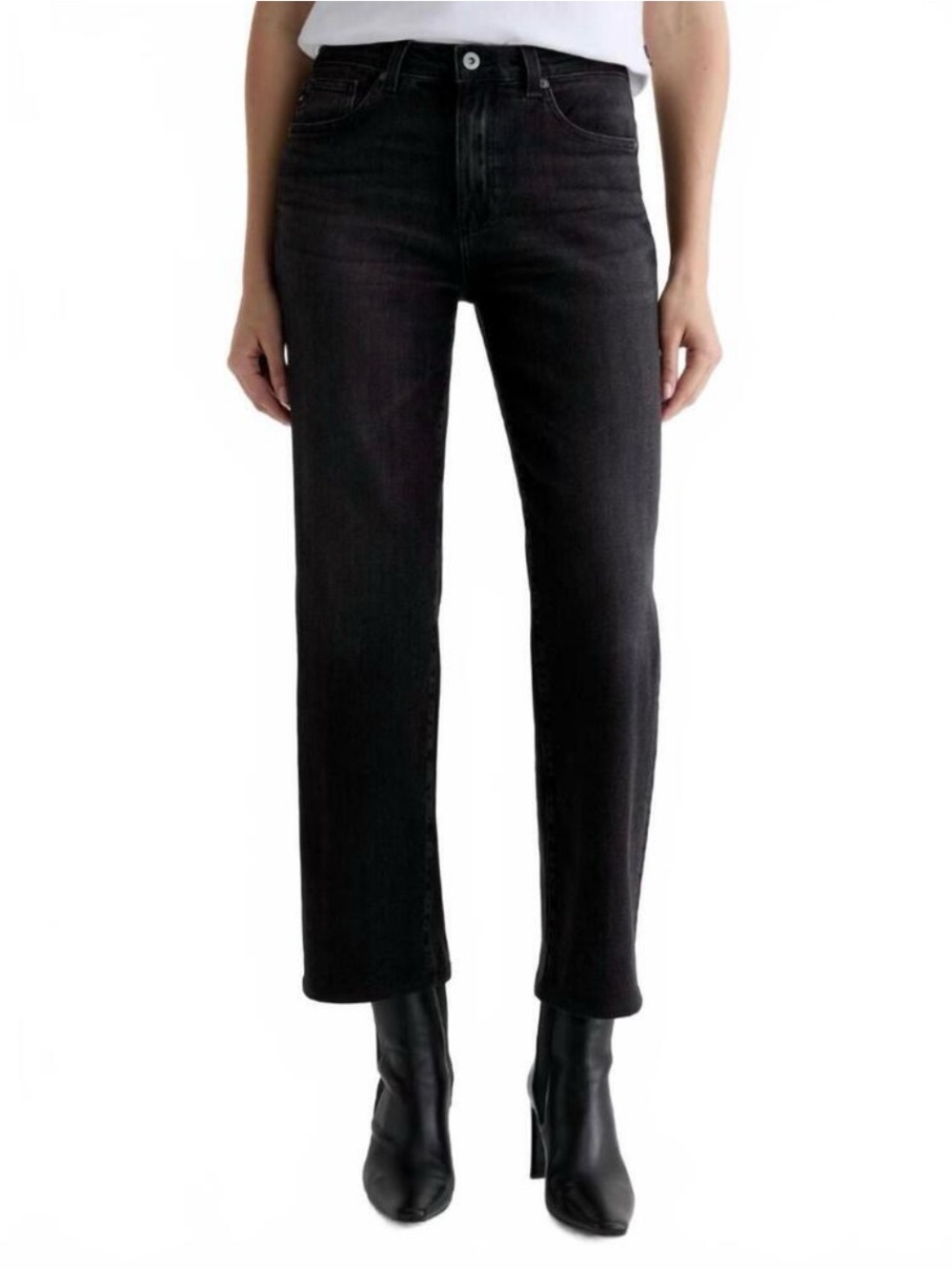 AG Adriano Goldschmied Brinley Straight Jeans Washed Black Size 25